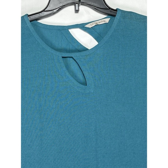 Soft Surroundings Modern Gauze Tunic Top Blouse Tropical Teal Size PS *read* - Picture 3 of 11